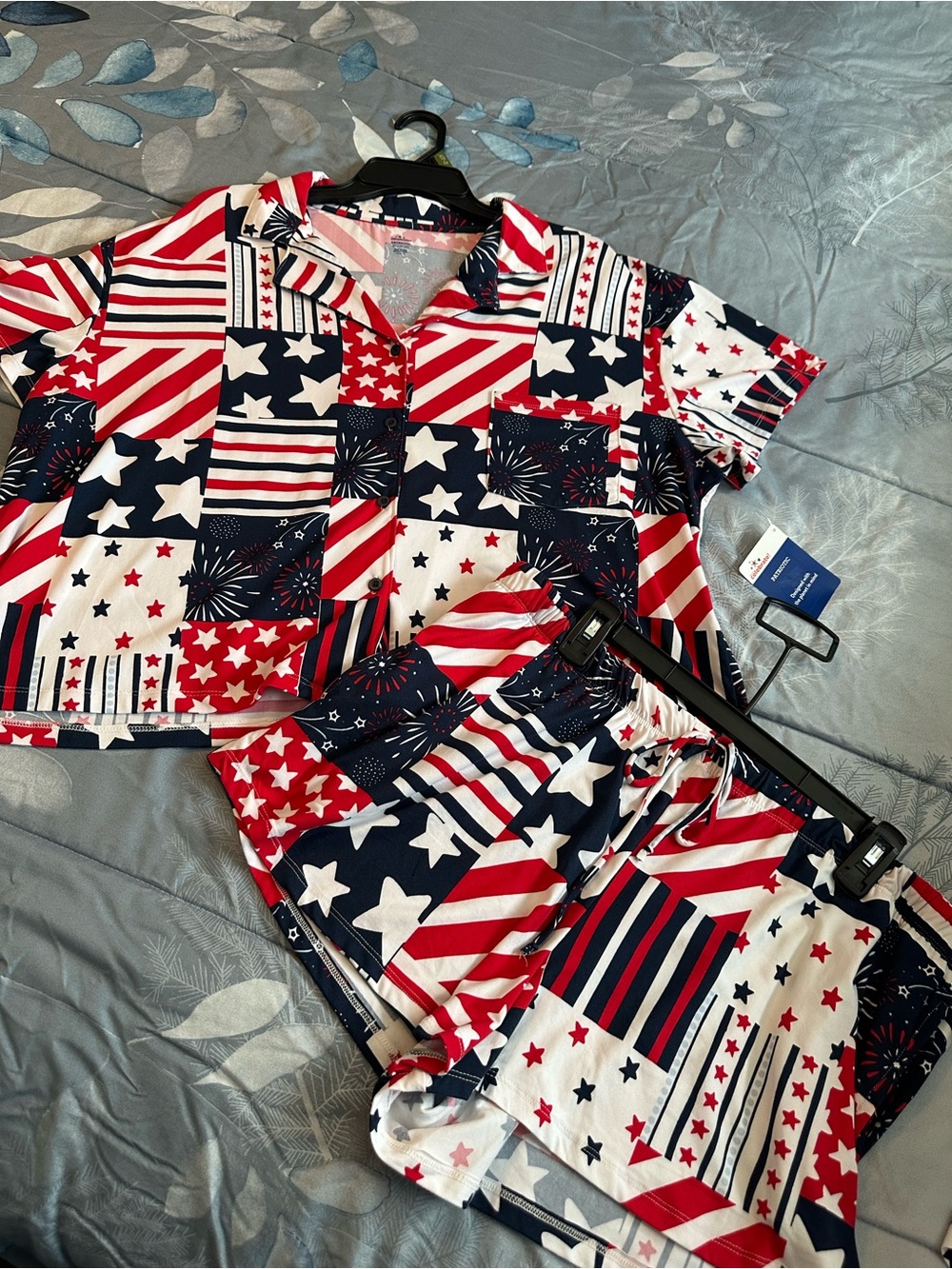 NWTS Women’s Celebrate Patriotic Red, White & Blue Short Pajama Set Sz XL